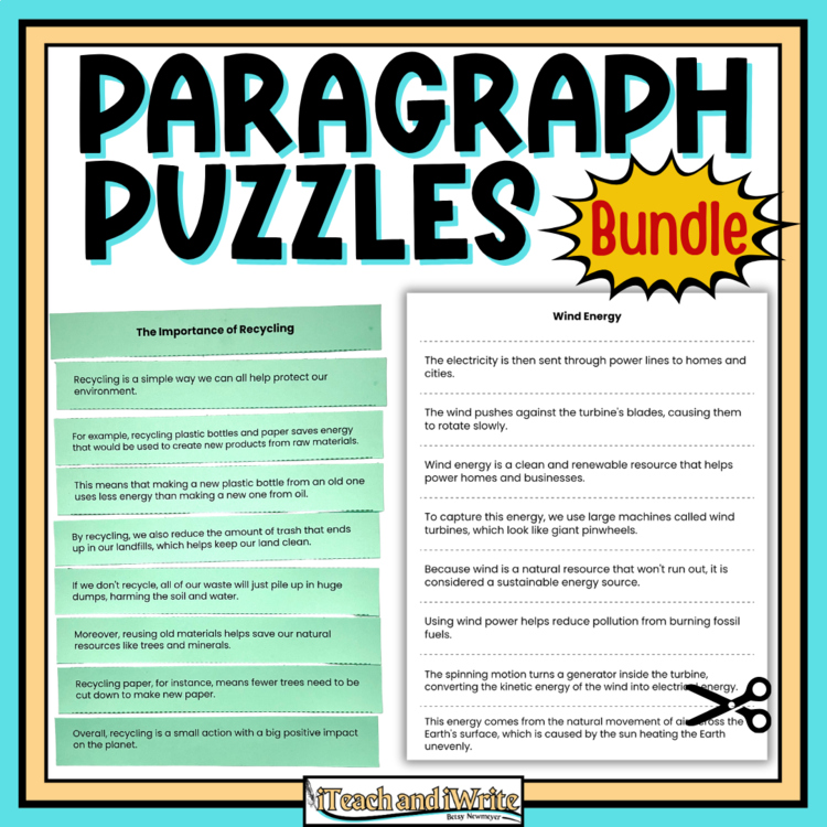 Paragraph Puzzles Bundle: Organize Scrambled Sentences Writing Activities