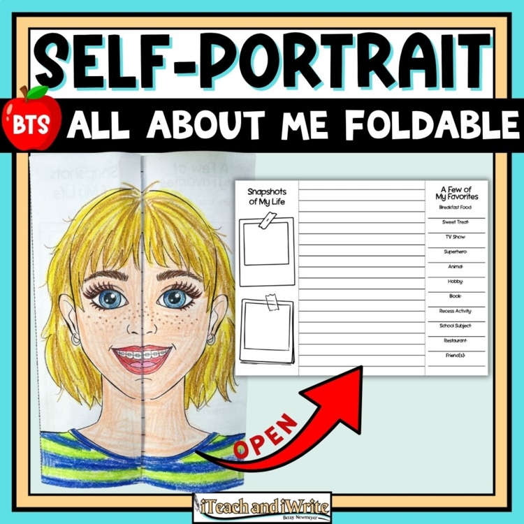 Self-Portrait All About Me Foldable Brochure Back to School Activity: Grades 3-5