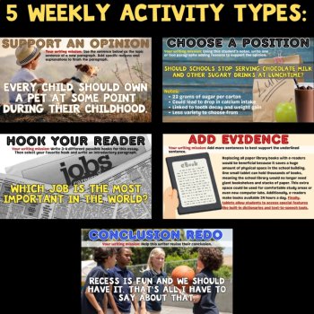 Writing Warm-Ups Bundle: 200 Bell Ringers for Info, Opinion, Narrative & Grammar, image 2