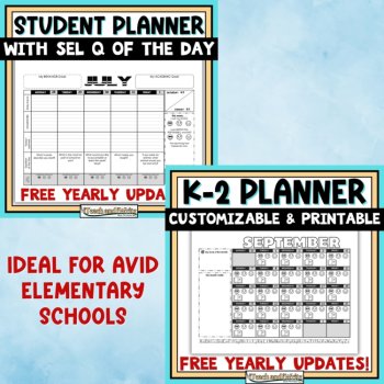 Elementary Student AVID Planner Bundle, Daily SEL Slides, Penmanship Pages, image 2