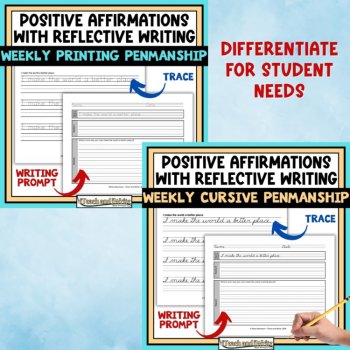 Elementary Student AVID Planner Bundle, Daily SEL Slides, Penmanship Pages, image 4