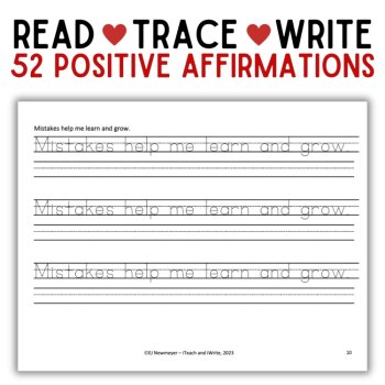 Yearlong Printing Penmanship Practice: 52 Weekly Affirmations & Writing Prompts, image 2