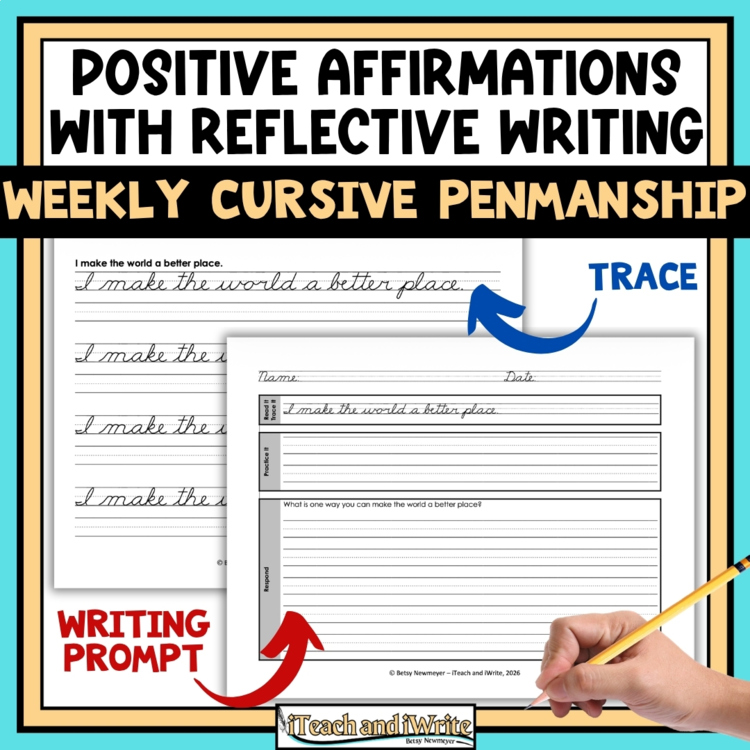 Yearlong Cursive Penmanship Practice: 52 Weekly Affirmations & Writing Prompts