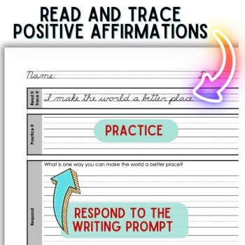 Yearlong Cursive Penmanship Practice: 52 Weekly Affirmations & Writing Prompts, image 3