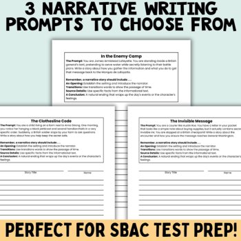 American Revolution Spies Narrative Writing Performance Task ELA SBAC Test Prep, image 3