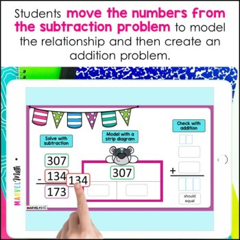 3 Digit Subtraction with Regrouping #5 - Google Slides - Check with Addition, image 3