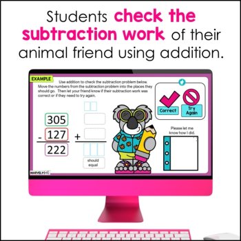 3 Digit Subtraction with Regrouping #5 - Google Slides - Check with Addition, image 4