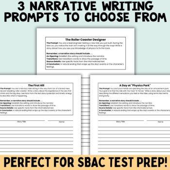 Narrative Writing Mini Performance Task ELA SBAC Test Prep: ROLLER COASTERS, image 3