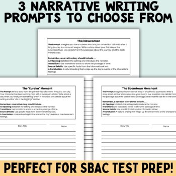 Gold Rush Narrative Writing Performance Task ELA SBAC Test Prep Gr. 3-6, image 3