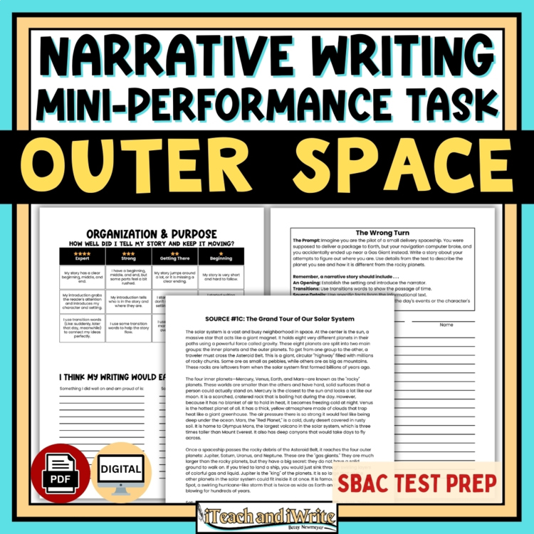 Narrative Writing Mini Performance Task ELA SBAC Test Prep Gr. 3-6: SPACE