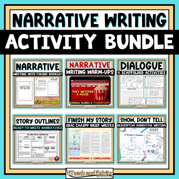 Narrative Writing Unit Activities Bundle for Gr. 3-8: SBAC and CAASPP Test Prep