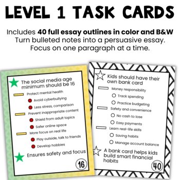 Persuasive Essay Outline Task Cards: Ready to Use Opinion Essay Outlines Gr. 4-6, image 2