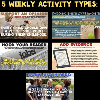 Opinion Writing Bell Ringer Warm-Ups: 50 Digital Persuasive Writing Activities, image 2