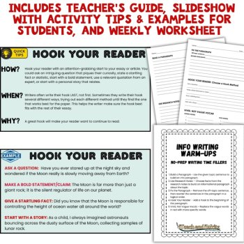 Expository Writing Bell Ringer Warm-Ups: 50 Digital Info Writing Activities, image 4