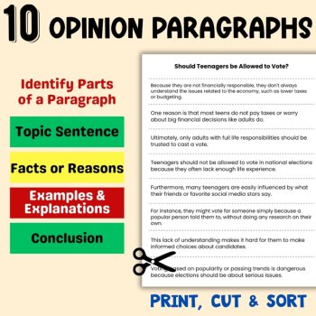 Persuasive Opinion Writing Scrambled Paragraph Puzzles: Organize Sentences, image 2