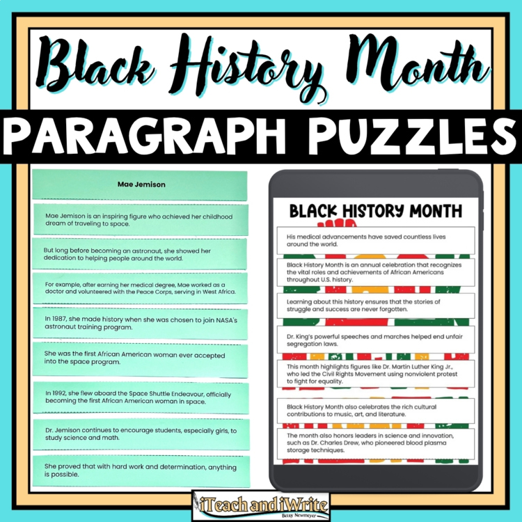 Black History Month Paragraph Puzzles to Improve Paragraph Writing Organization