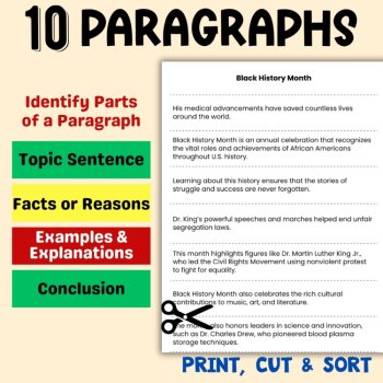 Black History Month Paragraph Puzzles to Improve Paragraph Writing Organization, image 2