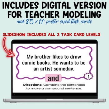 FANBOYS Compound Sentences Scoot Activity Task Cards for 3rd-5th Grammar Lessons, image 3