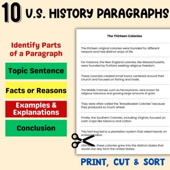U.S. History Scrambled Paragraph Puzzles: Organize Sentences Paragraph Writing, image 2