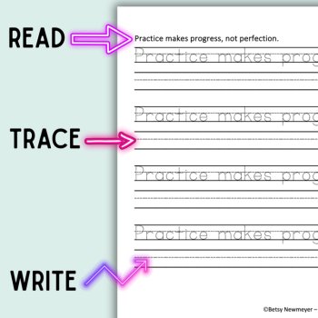 Growth Mindset SEL Cursive & Printing Penmanship Practice Handwriting Worksheets, image 2