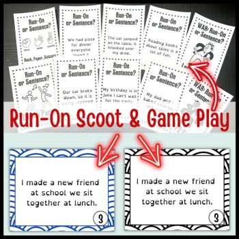 Run On Sentences Activity Bundle: Notes booklet, SCOOT, Interactive Card Game, image 3