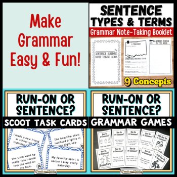 Run On Sentences Activity Bundle: Notes booklet, SCOOT, Interactive Card Game, image 4