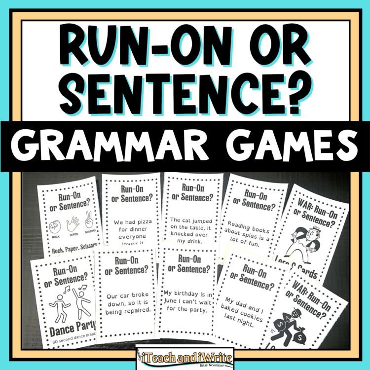 Fixing Run On Sentences Interactive Printable Grammar Card Game or Activity