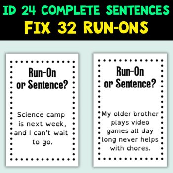 Fixing Run On Sentences Interactive Printable Grammar Card Game or Activity, image 2