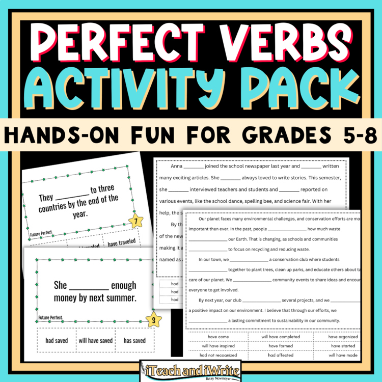 Perfect Tense Verbs Hands-on Grammar Activity Bundle: SCOOT & Cloze Passages