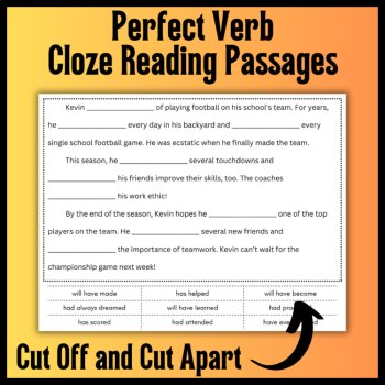 Perfect Tense Verbs Hands-on Grammar Activity Bundle: SCOOT & Cloze Passages, image 4