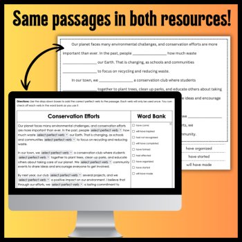 Perfect Tense Verbs Cloze Reading Activity Bundle: Hands-On & Digital Activities, image 2