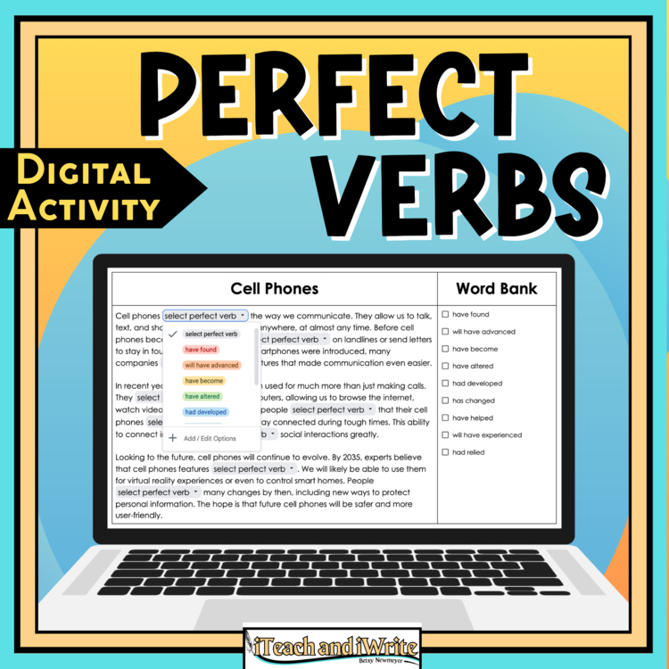 Perfect Tense Verbs 5th Grade Digital Cloze Reading Passages: No-Prep Grammar