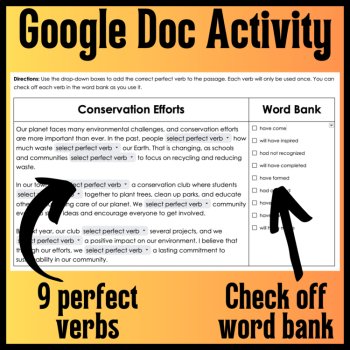 Perfect Tense Verbs 5th Grade Digital Cloze Reading Passages: No-Prep Grammar, image 2