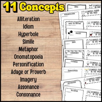 Figurative Language Notes Booklet, Print & Digital Graphic Organizer Worksheets, image 4