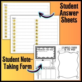 Progressive Tense Verbs Hands-on Grammar Activity Bundle: SCOOT & Cloze Reading, image 3