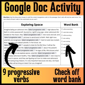 Progressive Tense Verbs Digital Cloze Reading Passages for 4th Grade Grammar, image 2