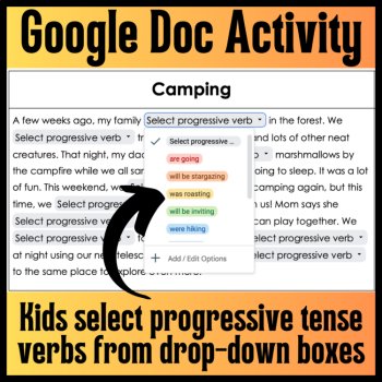 Progressive Tense Verbs Digital Cloze Reading Passages for 4th Grade Grammar, image 3
