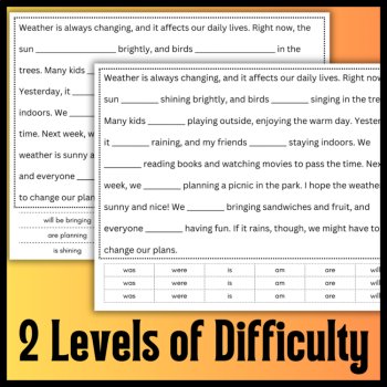 Progressive Tense Verbs Cloze Reading Passages for 4th Grade Grammar Test Prep, image 2