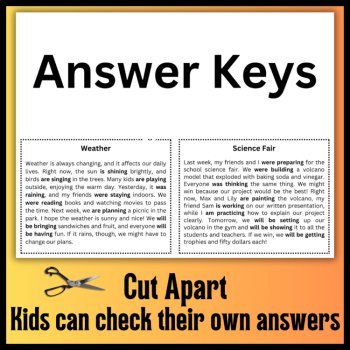 Progressive Tense Verbs Cloze Reading Passages for 4th Grade Grammar Test Prep, image 4