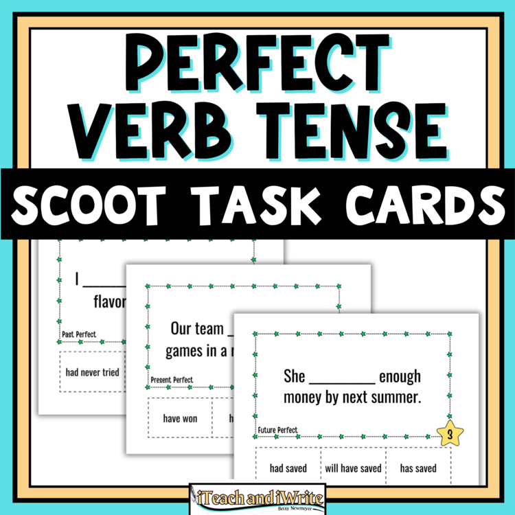 Perfect Tense Verbs: Grammar Scoot Game Task Cards for 5th Grade Grammar Review