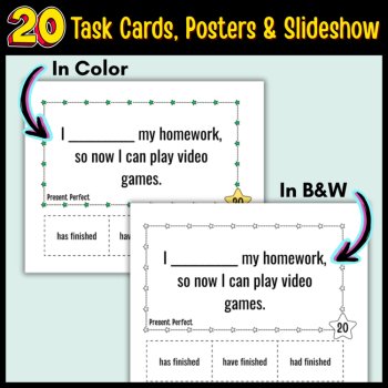 Perfect Tense Verbs: Grammar Scoot Game Task Cards for 5th Grade Grammar Review, image 2
