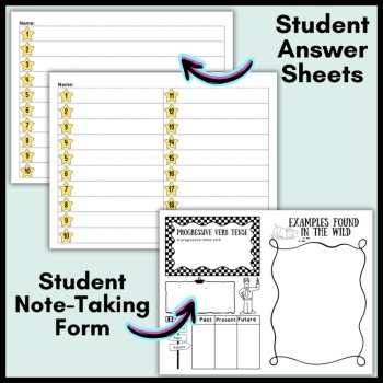 Progressive Verbs Scoot Game Grammar Task Cards: 4th Grade Verb Tense Activity, image 3