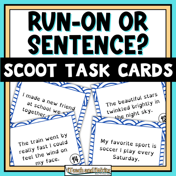 Fixing Run-On Sentences Grammar Task Cards & Scoot Game Grades 4-6 ELA Activity