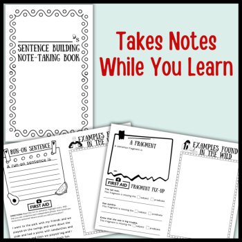Fixing Sentence Fragments Activity Bundle: Note-taking Booklet, SCOOT, Card Game, image 2
