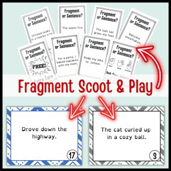 Fixing Sentence Fragments Activity Bundle: Note-taking Booklet, SCOOT, Card Game, image 3