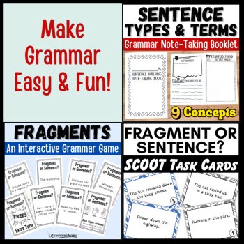 Fixing Sentence Fragments Activity Bundle: Note-taking Booklet, SCOOT, Card Game, image 4