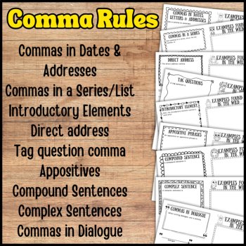 Grammar Note-Taking Booklet Bundle: Parts of Speech, Sentence Structures, Commas, image 4