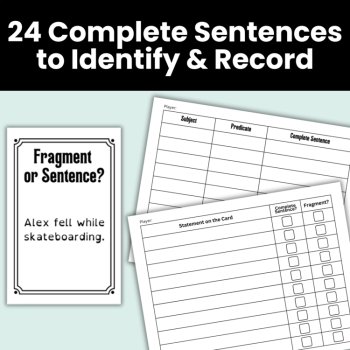 Fixing Sentence Fragments Interactive Printable Grammar Card Game or Activity, image 3