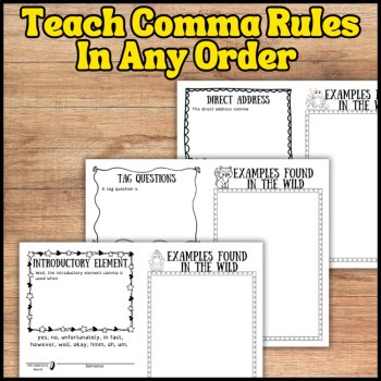 Comma Rules Notes Booklet, Print & Digital Graphic Organizer Worksheets for 3-6, image 2