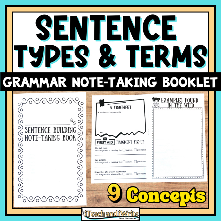 Sentence Types & Terms Note-Taking Booklet, Print & Digital Graphic Organizers